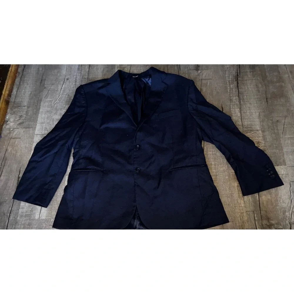 Pronto Uomo Platinum Mens 46 Short Navy Blue 100% Wool‎ 2-Button Blazer Jacket